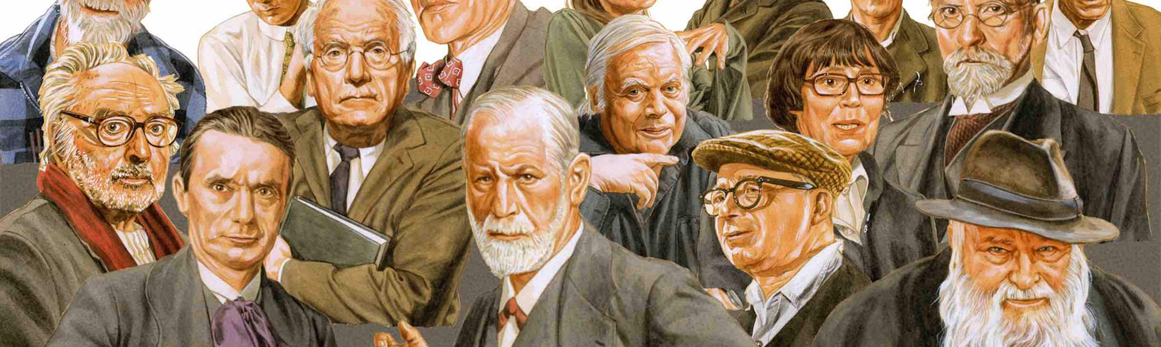 イラスト カール·グスタフ·ユング , ルドルフ·シュタイナー , フェルディナン·ド·ソシュール , ヘルマン·ニッチュ , ルートヴィヒ·ヴィトゲン·シュタイン , ジークムント·フロイト , H·R·ギーガー , エトムント·フッサール , フリーデンスライヒ·フンデルトヴァッサー , アゴタ·クリストフ , アルベルト·ジャコメッティ , ジャン＝リュック·ゴダール , エゴン·シーレ , エルフリーデ·イェリネク , ビリー·ウィルダー , ル·コルビュジュエ