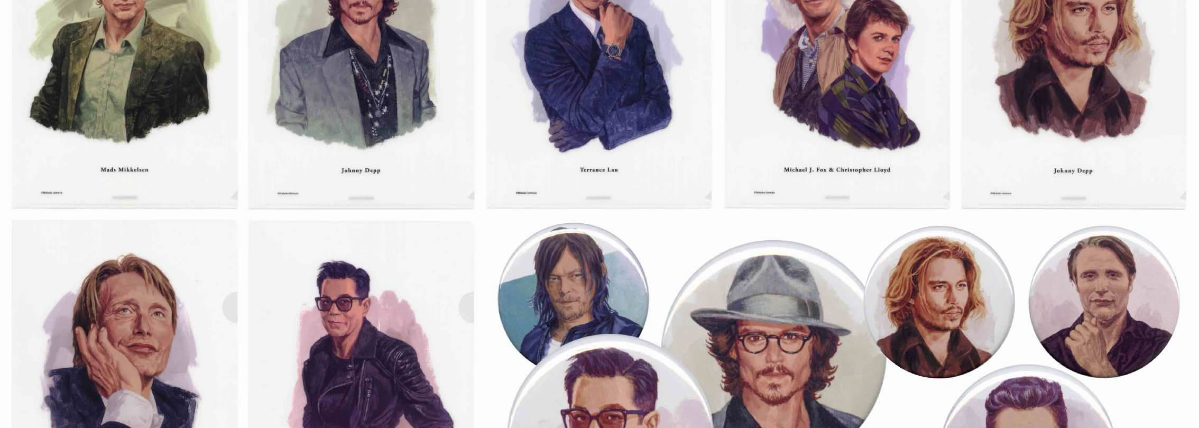 イラスト マッツ・ミケルセン , クリストファー·ロイド , マイケル·J·フォックス , ジョニー·デップ , ルイス·クー , テレンス·ラウ