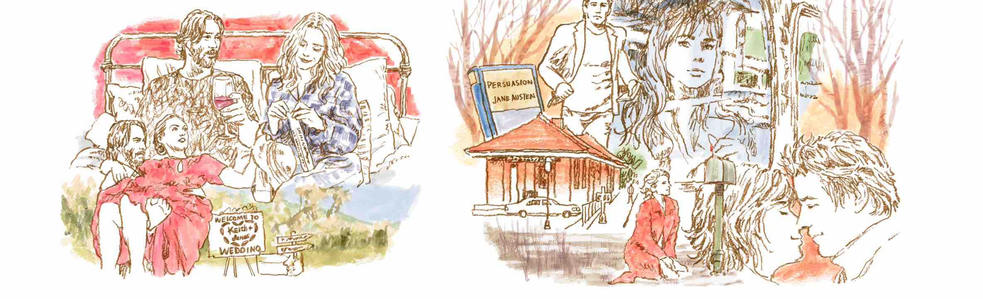 イラスト 『イルマーレ（サンドラ·ブロック）』 , 『スウィート·ノベンバー（シャーリーズ·セロン）』 , 『恋愛適齢期（ダイアン·キートン）』 , 『雲の中で散歩（アイタナ·サンチェス＝ギヨン）』 , 『おとなの恋は、まわり道（ウィノナ·ライダー）』