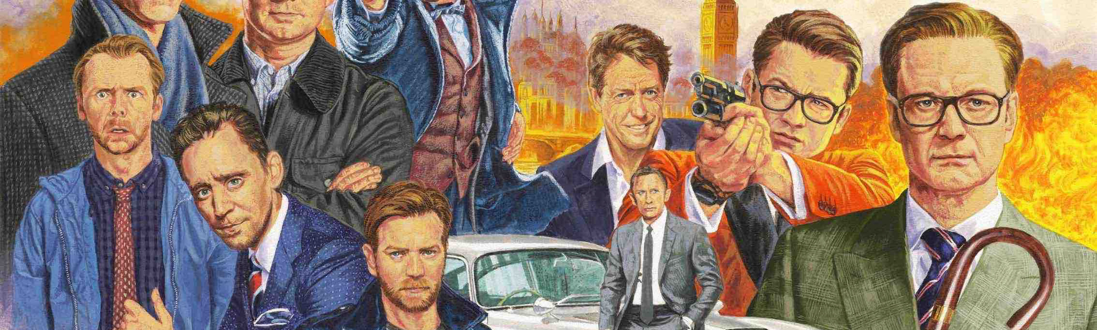 イラスト 「キングスマン（コリン・ファース , タロン・エガートン）」 ヒュー・グラント 「007（ダニエル・クレイグ）」 「ファンタスティック・ビースト（エディ・レッドメイン）」 「シャーロック（ベネディクト・カンバーバッチ , マーティン・フリーマン）」ユアン・マクレガー トム・ヒドルストン 「ミッション・インポッシブル（サイモン・ペグ）」